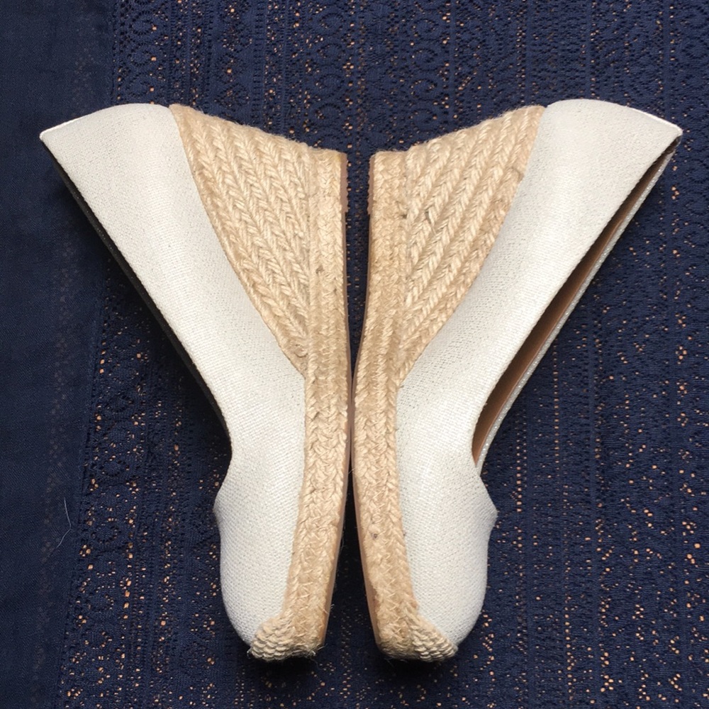 JCrew Metallic Canvas Espadrille Wedges